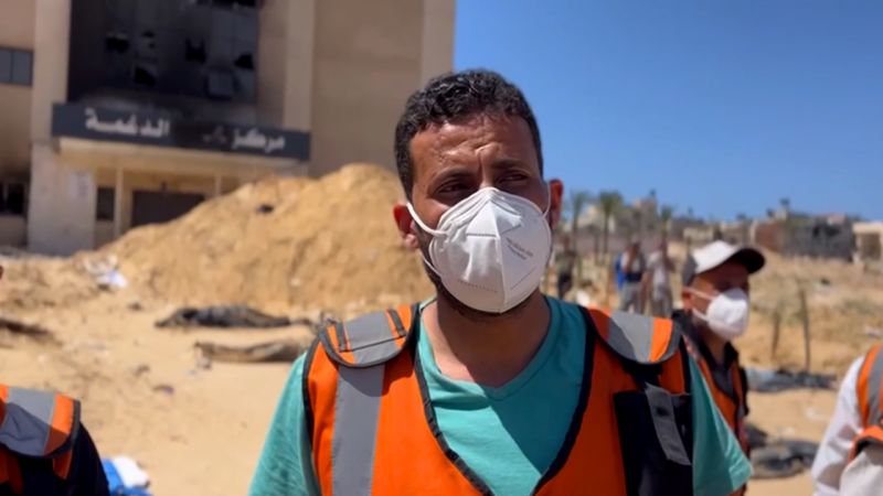  More than 300 bodies found in mass grave at Gaza hospital, says Gaza Civil Defense